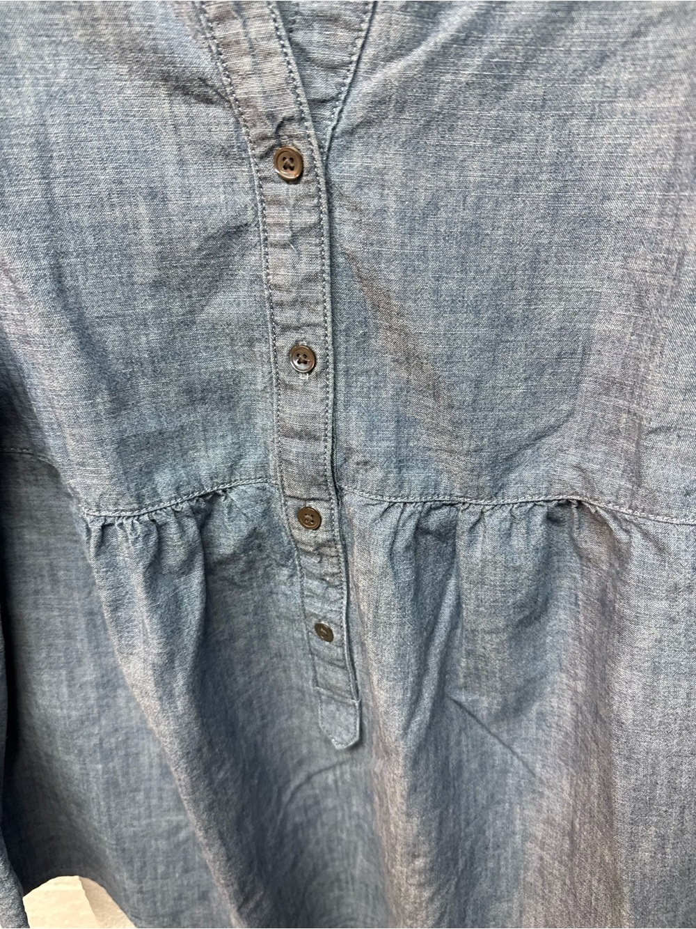 Lands' End Chambray Button-Front Shirt - Blue - Picture 2 of 5